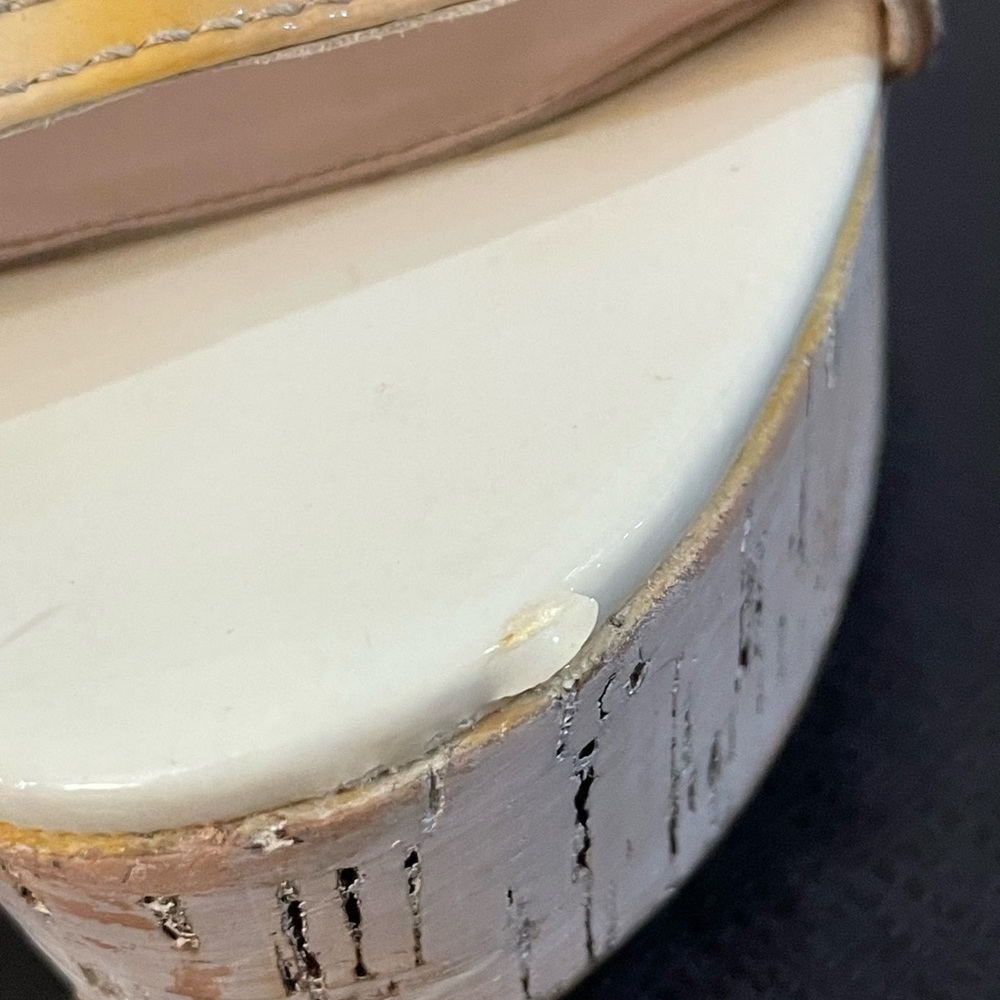 PRADA VERNICE BIANCO-QUARZO PATENT LEATHER OMBRE SANDALS SIZE 38.5 - Picture 15 of 16